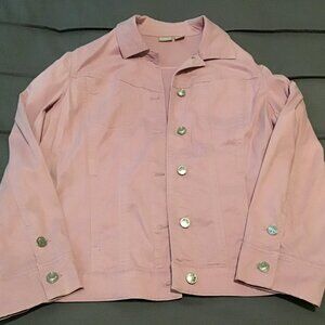 Women’s Light Pink Button Front Jacket – Long Sleeve – Classic Casual Layer